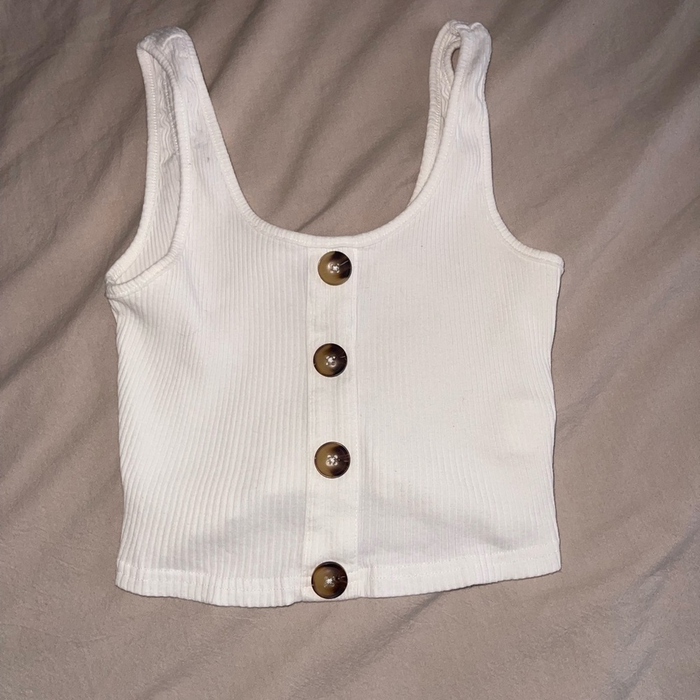SHEIN White Ribbed Crop Tank Top